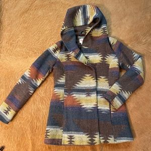 Aztec print pea coat